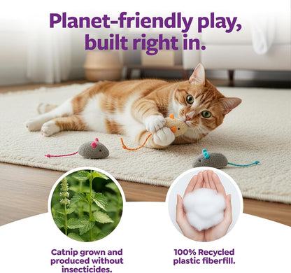 (3 Count) Skitter Critters Catnip Cat Toys - Gray/Cream, 3 Count